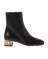 Miu Miu Crystal-embellished Leather Boots In Black