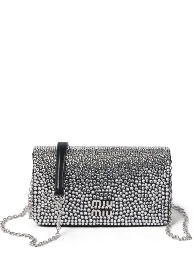Miu Miu Crystal-embellished Mini Bag In Black