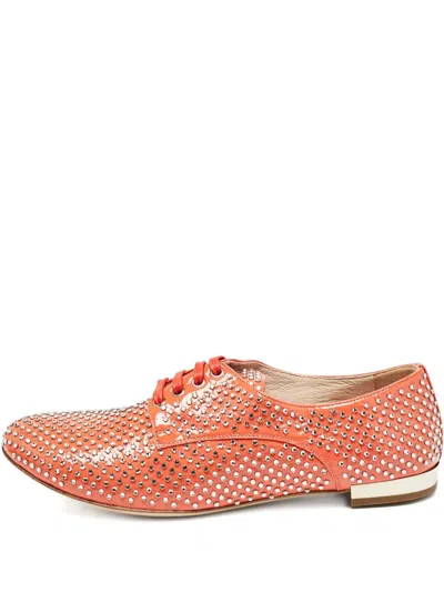 Pre-owned Miu Miu Crystal-embellished Patent-leather Derby Shoes