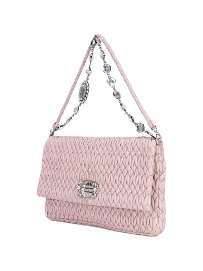 Pre-owned Miu Miu Crystal-embellished Shoulder Bag In Pink