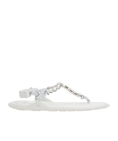 Miu Miu Crystal-embellished Thong Sandals In White
