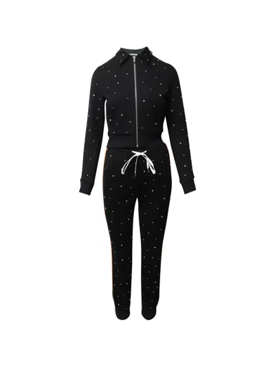 Pre-owned Miu Miu Crystal-embellished Track Pants In Black