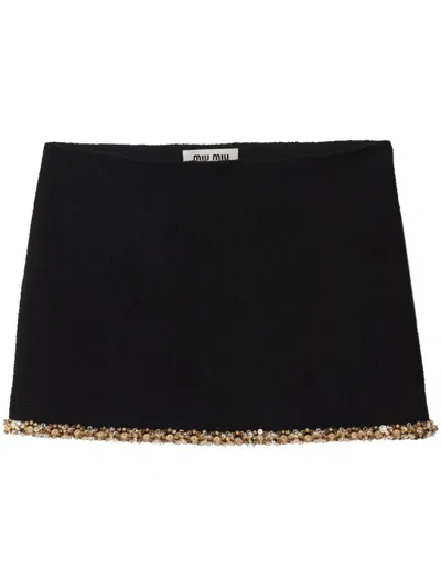 Miu Miu Minirock Im Layering-look In Black