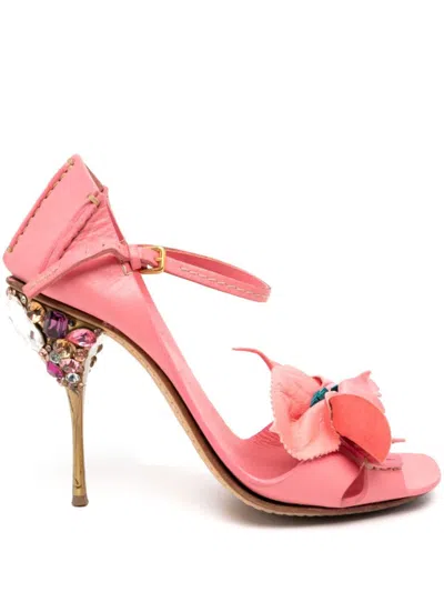 Pre-owned Miu Miu Crystal Embellishment Heel Pumps In Pink
