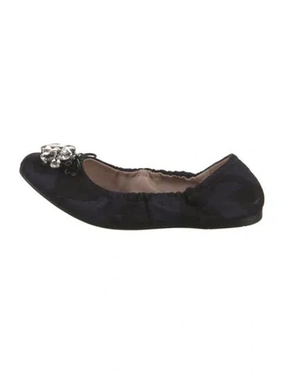 Pre-owned Miu Miu Crystal Embellishments Ballet Flats In Black