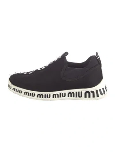 Pre-owned Miu Miu Crystal Embellishments Espadrille Sneakers In Blue