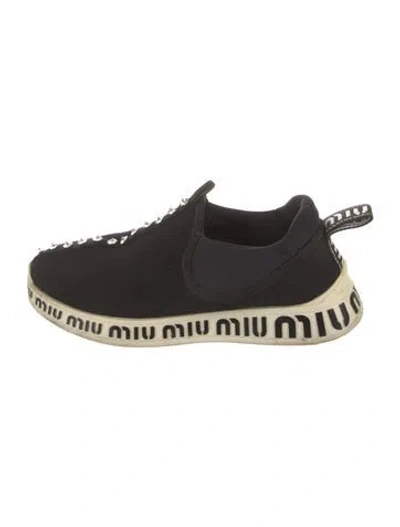 Pre-owned Miu Miu Crystal Embellishments Sneakers In Black