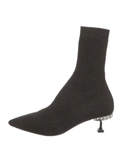Pre-owned Miu Miu Crystal Embellishments Sock Boots In Black