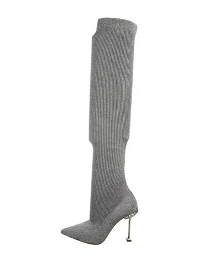Pre-owned Miu Miu Crystal Embellishments Sock Boots In Gray