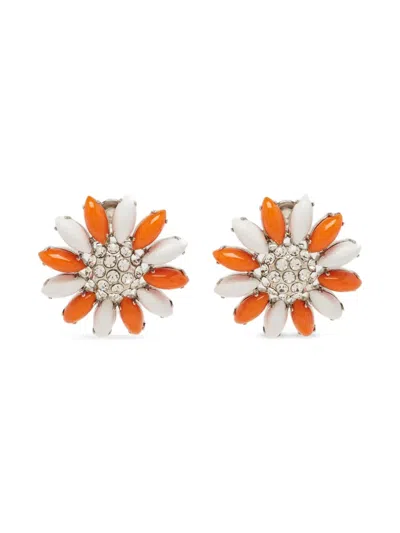 Pre-owned Miu Miu Crystal Flower Earrings