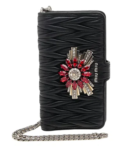Pre-owned Miu Miu Crystal-flower Matelassé Iphone 8 Plus Case