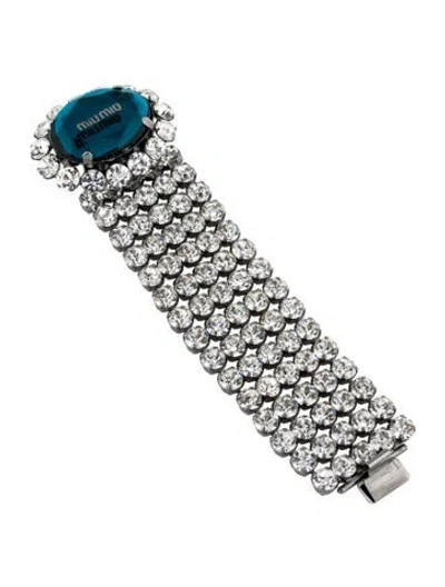 Pre-owned Miu Miu Crystal Multistrand Bracelet In Blue