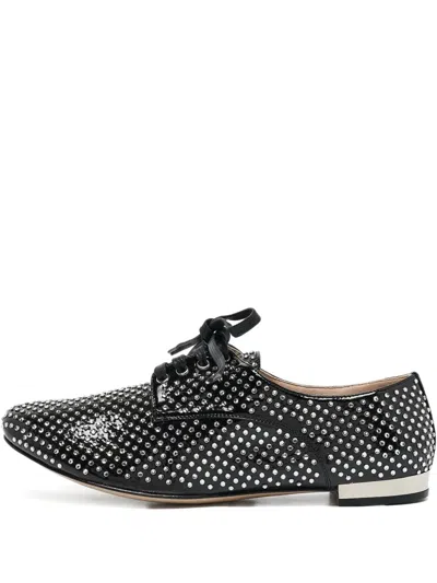 Pre-owned Miu Miu Crystal Patent Leather Shoes In Black