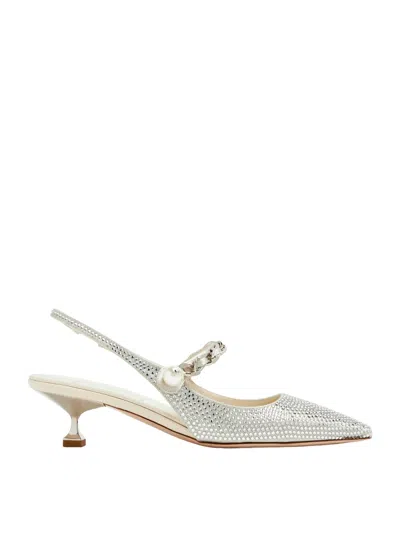 Miu Miu 60mm Crystal-embellished Leather Pumps In White