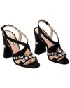 Miu Miu Crystal Embellished Crossover Sandals In Black