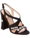 Miu Miu Crystal Embellished Crossover Sandals In Black