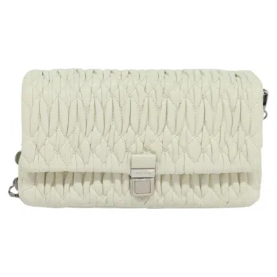 Pre-owned Miu Miu Crystal White Leather Shoulder Bag ()