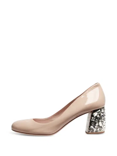 Pre-owned Miu Miu Crystal-embellished Pumps In Neutral