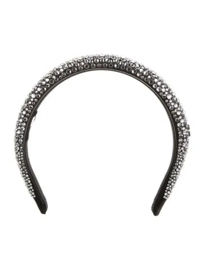Pre-owned Miu Miu Crystal-embellished Rounded Headband In Black