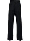 Miu Miu Cuffed Virgin Wool Tailored Trousers In Blue