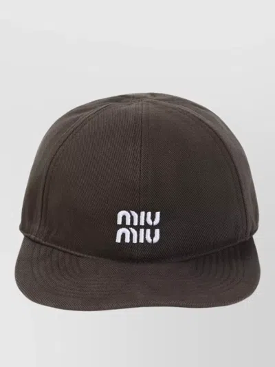 Miu Miu Curved Brim Cotton Six Panel Hat In Burgundy
