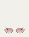 Miu Miu Womens Gold Mu 52ys Round-frame Tinted-lens Metal Sunglasses In Gold