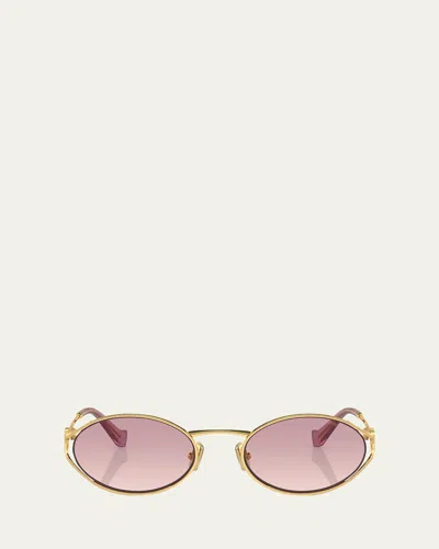 MIU MIU CUT-OUT METAL & PLASTIC OVAL SUNGLASSES