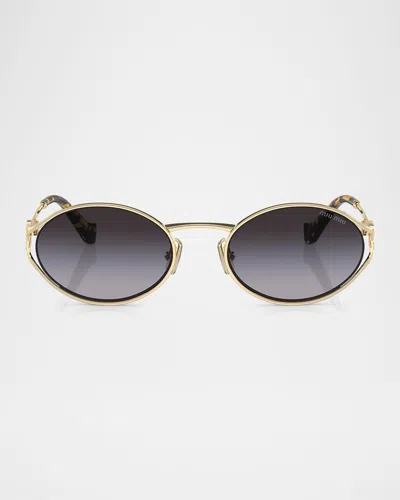 Miu Miu Oro Pallido Metal Sunglasses In Gold