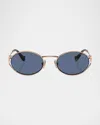 Miu Miu Womens Pink Mu 52ys Round-frame Branded-arm Metal Sunglasses In Pink Gold