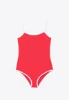 Miu Miu Cut-out One-piece Swimsuit In Red