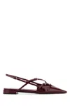 Miu Miu Maroon Leather Ballet Flats In Red