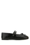 Miu Miu Leather Mary Jane Ballerina Flats In Black