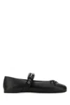 Miu Miu Leather Mary Jane Ballerina Flats In Black