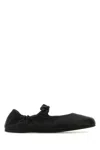 Miu Miu Black Nappa Leather Ballerinas In Black
