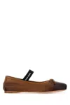 Miu Miu Brown Leather Ballet Flats In Brown