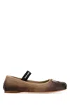 Miu Miu Leather Ballerinas Round Toe Gradient Bow In Brown