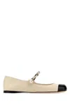 Miu Miu Ankle Strap Ballerinas In White