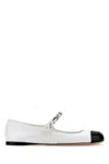 Miu Miu Pearl-detail Leather Ballerina Shoes In White