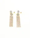 Miu Miu Dangling Rhinestone Earrings In Gold