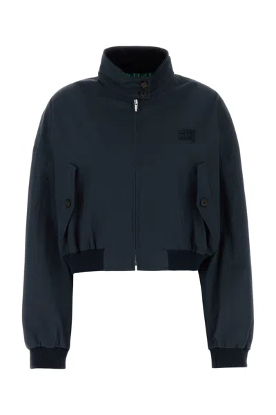 Miu Miu Emporio Armani Lightweight Nylon Hooded Jacket In Blue