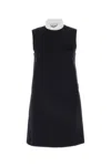 Miu Miu Wool Blend Pinstripe Midi Dress In Dark Blue