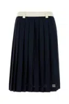 Miu Miu Mohair-wool Blend Pleated Midi Skirt In Navy