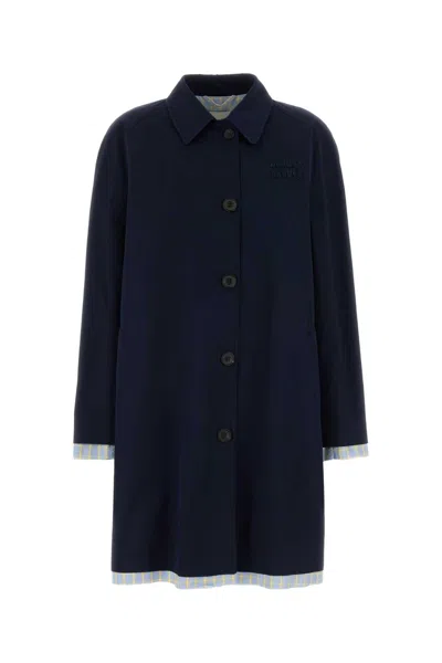 Miu Miu Dark Blue Poplin Trench Overcoat