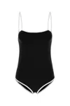Miu Miu Trimmed Spaghetti Straps Stretch Lingerie In Black