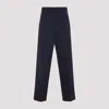 Miu Miu Dark Blue Stretch Wool Wide-leg Pant In Black