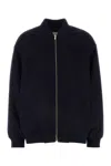 Miu Miu Velour Bomber Jacket Front Pockets In Bleu