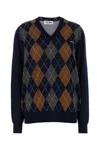 Miu Miu Argyle Pattern Wool Sweater In Black