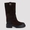 Miu Miu Suede Tall Moto Boots In Brown