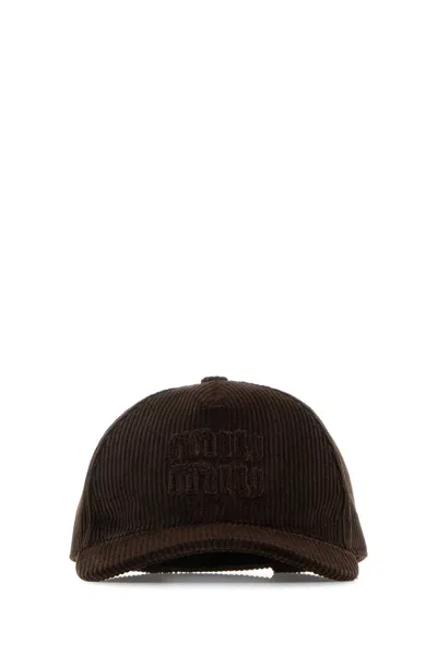 Miu Miu Dark Brown Corduroy Baseball Cap