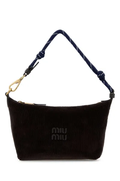 Miu Miu Dark Brown Corduroy Shoulder Bag